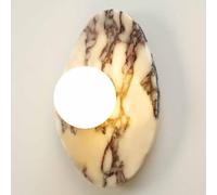 ITOSUI Oval Alabaster Wall Sconce Modern Marble Wall Sconce with Globe Glass Stone Vanity Light Bedside Wall Lighting Hardwired for Living Room Bedroom Dining Room Hallway