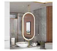 ITOSUI Rotatable Ceiling-Mounted Oval LED Bathroom Mirror with 3-Color Lighting and Adjustable Brightness, Suitable for Living Room, Entryway, and Bathroom(Gold,50x80cm)