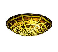 ITOSUI Tiffany Ceiling Light Fixture Hand-Made Stained Glass Floral Lampshade Vintage Victoria Flush Mount Ceiling Lamp Decorative Chandelier For Bedroom, Living Room, Hallway, Foyer,Yellow,12inch