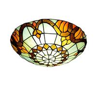 ITOSUI Tiffany Ceiling Light, Stained Glass LED Flush Mount Ceiling Lamp Vintage Baroque Decoration Chandeliers Light Lighting Fixture for Bedroom, Living Room, Hallway, Kitchen, Bathroom,Gold,12inch