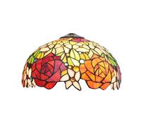 ITOSUI Tiffany Lamp Shade Replacement, 12 Inch Vibrant Roses Stained Glass Ceiling Light Shade Vintage Style Art Deco for Table Lamps Floor Pendant Light