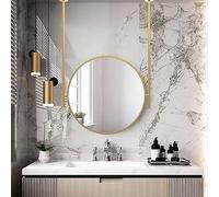 ITOSUI Wall Mounted Mirrors for Bathroom,Round Bathroom Mirror,Suspended Mirror with Metal Frame And Ceiling Mounted Boom Modern Nordic Hotel Vertical Hanging Mirrors (Size : Diameter-60CM/23.6INCH)