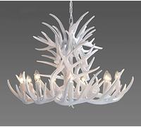 ITOSUI White Antler Chandelier, Farmhouse Rustic Deer Horn Chandelier Lighting Classic Candle Style, Cabin Vintage Large Pendant Lamp 9 Lights 18 Arms, Faux Antler Hanging Ceiling Light