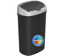 iTouchless 13 Gallon Sensor Kitchen Trash Can with Lid and Odor Filter, Dent-Proof Durable Plastic Garbage Bin Automatic Waste Basket Great for Home, Office, Business, Slim Space-Saving, Oval, Black