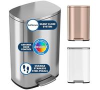 iTouchless SoftStep 50 Litre Step Dustbin with Odour Filter & Inner Bucket, Stainless Steel Step Pedal Waste Bin for Office and Kitchen, Soft and Quiet Lid Close