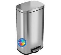 iTouchless SoftStep 8 Gallon Kitchen Step Trash Can with Odor Filter and Removable Inner Bucket, Stainless Steel 30 Liter Rectangular Pedal Garbage Bin for Home, Office, Silent and Gentle Lid Close