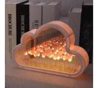 ITOWNKN Tulip Night Light Mirror Cloud Lights,Simulation Flower Decorative Night Lamp,Livingroom Decor Table Lamp,Children Girl Friends Gift,Atmosphere Decoration Desk Ornament (Pink)