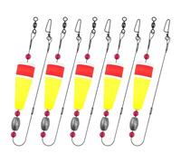 Itoyx 5 Pcs Fishing Floats for Saltwater, 3" Fishing Slip Float Rigs, Popping Corks, Easy Cast Foam Bobbers with Rotating Ring, High Visibility Red and Yellow Top, Fishing Accessories