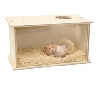 Itoyx Hamster Sand Bath Box, Wooden Small Animals Digging Sand Box, Large Size Visible Hamster Digging Box, with Transparent Acrylic Panel, 11 x 6.3 x 7.1 in, Easy to Clean, for Syrian Hamsters