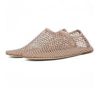 ITOZER Mesh Flats Round Toe Sandals Rhinestone Short Boots Sexy Flat Cutout Sparkly Casual Wedding Dress Flats, Gold, 8 UK