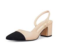 ITOZER Slingback Heels for Women Strap Closed Round Toe Heels Dress Casual Party Work Office Pumps, A-nude, 7 UK