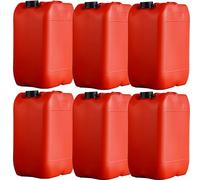 ITP Packaging 20 Liter Plastic Water Storage Containerwith Tamper Evident Cap for Water Storage, Camping, Boating, Gardening (6 PACK) (Red)