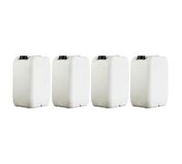 ITP Packaging 4 PACK 25 Litre Plastic Jerry Can with Tamper Evident Cap, Stackable, Reuseable, Ideal for Water Storage for Camping and Caravanning (White)