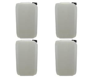 ITP Packaging 4 x 25 Litre Plastic Jerry Can with Tamper Evident Cap, Stackable, Reuseable, Ideal for Water Storage for Camping and Caravanning (Natural)
