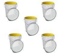 ITP Packaging 5 Litre Metal Tin Pail Bucket Drum Tub, 5 Pack