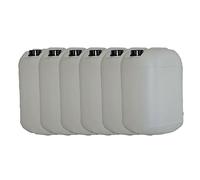 ITP Packaging 6 x 25 Litre Square Round Jerry Can with Tamper Evident Cap Water Storage for Camping and Caravanning