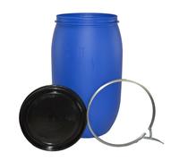 ITP Packaging Two 220 Litre Open Top Shipping Drums with Lid and Latch Ring, Air Tight Ideal For Storage Transport and Export Pet Food, Grain, Vegetables, Fruit & Clothing