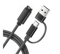 Itramax 2-in-1 Charger Cable for Garmin Watch 1.2M 1Pack,Charging Power Cord for Garmin Fenix 8 E 7 7X 7S 6 5X 5S Solar,Forerunner 965 945 935 265 255 165,Epix Pro Gen 2,Venu X1 3 3S 2S 2 SQ - Black