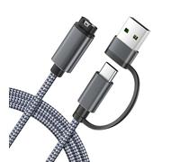 Itramax 2-in-1 Charging Cable for Garmin Watch 1.2M 1Pack,Charger Power Cord for Garmin Fenix 8 7 7X 7S 6 6X 6S,Forerunner 970 965 955 945 645 570 265 255 165 55,Epix Pro Gen 2,Instinct 3 Solar - Grey