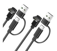 Itramax 2-in-1 USB-A Charger Cable for Garmin 1.2M 2Pack,Data Charging Cord for Fenix 8 7 6 Pro 5 Plus,Approach S70 S62 S60 S42 S40 G12,Vivomove 3 3S,Quatix 8 7,Tactix 7 Pro,Vivosmart 5,Swim 2 - Black