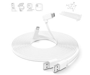 Itramax Flat USB C Cable 30FT/9M,2Pack L-Shaped Extra Long Charging Cord | Continuous Power Supply,Security Cam Replacement Extender Charging Wire for Blink Outdoor 4/Mini 2 2K+,Ring,Xiaomi,White