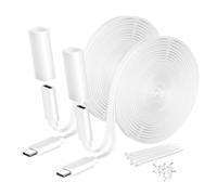 Itramax Flat USB C Power Extension Cable 15FT/4.5M 2Pack-White Waterproof | TypeC Male to Female Charger Extender Cord Wire for Security Cam/Solar Panels,Ring Pan-Tilt,Blink Mini 2/Outdoor 4,eufy,EZVIZ