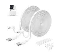 Itramax for WYZE Cam Pan V3 Power Cable 4.5M 2Pack,Micro USB Extension Cord 90 Degree Power Adapter L-Shaped Long Flat Charging for Cam Pan V3 Outdoor Camera No Support Data Transfer,White 25 30 FT