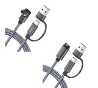 Itramax Garmin Watch Charger Cable 2-Pack Bundle: Right Angle & Straight Connector Complete Charging Solution for Home, Car, Office & Travel 2-in-1 USB-C/A Compatible for Fenix 8/7, Forerunner 965