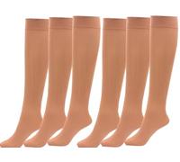 ITRAT 6 Pairs Womens Knee High Pop Socks Multipack Opaque Nylon Microfibre Girls Trouser Pop Sock Ladies Trouser Socks Breathable with Comfort Top One Size (Nude 6pk)
