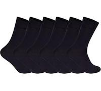 ITRAT® 6 Pairs Womens Ladies Non Elastic Diabetic Socks Easy Grip Loose Soft Top Cotton Socks For Swollen Feet Odema FrIendly Uk Size 4-8 (6 Pairs Black)