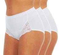 ITRAT® Woman’s Maxi Romance Bikini Briefs with Lace High Waist Cotton Breathable Knickers Underwear Comfort Ladies Lingerie Panties (White 12)