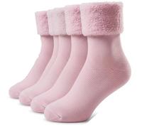 ITRAT Women’s 2 Paris Extra Warm Super Soft Thermal Bed Socks in Pastel Assorted Colours | Fluffy Socks Womens Ideal for Cold Evenings Fleece Lining Cosy Comfortable (2pk PINK)