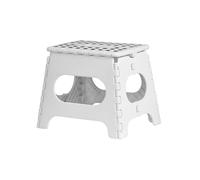 iTrend 11 Inch Folding Step Stool - Heavy Duty Plastic for Adults & Kids - Opens with one Flip - Anti Skid Lightweight for Kitchen, Bathroom and Bedroom - White & Black