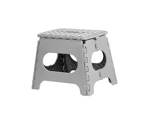 iTrend 11 Inch Folding Step Stool - Heavy Duty Plastic for Adults & Kids - Opens with one Flip - Anti Skid Lightweight Foldable for Kitchen, Bathroom and Bedroom - Grey & White