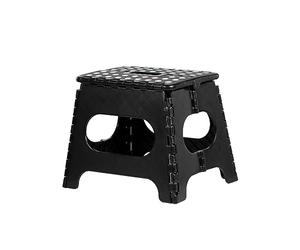 iTrend 11 Inch Folding Step Stool - Heavy Duty Plastic Step Stool for Adults & Kids - Opens with one Flip - Anti Skid Lightweight Foldable for Kitchen, Bathroom and Bedroom - Black & White