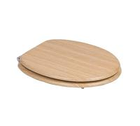 iTrend 18" MDF Toilet Seat - Pine Oval Bathroom Toilet Seat - Perfect for Most UK Sizes - Zinc Alloy Chrome Hinges - Fittings Included - Perfect for Family Homes, En-Suites or Office Bathrooms