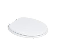 iTrend 18" MDF Toilet Seat - White Oval Bathroom Toilet Seat - Perfect for Most UK Sizes - Zinc Alloy Chrome Hinges - Fittings Included - Perfect for Family Homes, En-Suites or Office Bathrooms