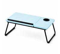 iTrend 2-in-1 Foldable Laptop Desk with Cup Holder & Anti-Slip Stopper, Adjustable Laptop Bed Table with Tilt Top, Portable Laptop Stand for Bed Sofa Floor Study Work from Home (Blue)