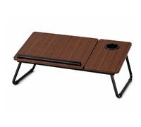 iTrend 2-in-1 Foldable Laptop Desk with Cup Holder & Anti-Slip Stopper, Adjustable Laptop Bed Table with Tilt Top, Portable Laptop Stand for Bed Sofa Floor Study Work from Home (Walnut)