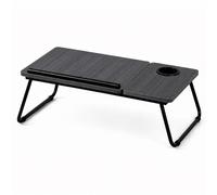 iTrend 2-in-1 Foldable Laptop Desk with Cup Holder & Anti-Slip Stopper, Adjustable Laptop Bed Table with Tilt Top, Portable Laptop Stand for Bed Sofa Floor Study Work from Home (Black)