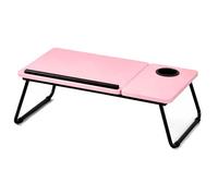 iTrend 2-in-1 Foldable Laptop Desk with Cup Holder & Anti-Slip Stopper, Adjustable Laptop Bed Table with Tilt Top, Portable Laptop Stand for Bed Sofa Floor Study Work from Home (Pink)
