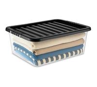 iTrend 28 Litre Underbed Plastic Storage Boxes with Lids, Clear Multipurpose Durable Stackable Nestable Storage Box With Lid, Clear Containers For Home, Kitchen, Office, Garage, Set of 1