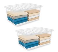 iTrend 30L Clear Plastic Storage Box with Lid, Secure Lock & Easy-Carry Handles, Stackable & Nestable Design, BPA-Free Strong Plastic, Ideal for Home, Office & Outdoor Use, Pack of 2