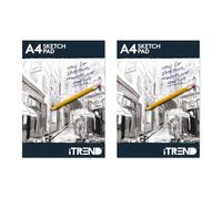 iTrend A4 Sketch Pad - Drawing Paper - Sketching and Drawing - Easy to Use Doodle Pad - Creative Fun White Paper Grade Quality - 70 GSM Back Card Cover - Pack of 2