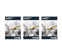 iTrend A4 Sketch Pad - Drawing Paper - Sketching and Drawing - Easy to Use Doodle Pad - Creative Fun White Paper Grade Quality - 70 GSM Back Card Cover - Pack of 3