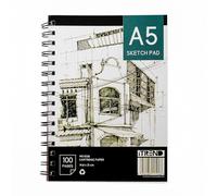 iTrend A5 Artist Sketch Book - with Ring Binder - White Art Drawing Paper - A5 100 Pages Sketch Pad - 140GSM Cartridge Paper - 14.8 CM x 21 CM - Pack of 1 - Ideal for Artists, Designers, Students