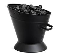 iTrend Heavy Duty Coal Bucket for Fireplace - Large Black Metal Coal Scuttle with Carry & Pour Handles, Powder Coated Steel Fuel Storage for Coal, Logs & Ash