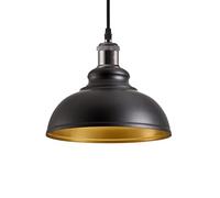 iTrend Metal Ceiling Lamp Shade - Easy Fit Light Pendant - Modern Ceiling Lighting Shade for Bedroom, Hallway, Office, Café, Restaurant - Industrial Light Shade Ceiling Pendant (Black/Inner Gold)