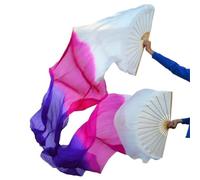 ITRHJTGP Belly Dance Fan 1 Pair Real Silk Belly Dance Veils Classic Size Fan Veil Dancer Preformance Show For dancing(Color 8,XL-230x90cmReal Silk)