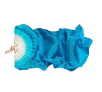 ITRHJTGP Belly Dance Fan Classical Dance Long Silk Fan Large Red Gradient Performance Elongated Rose For dancing(Blue)